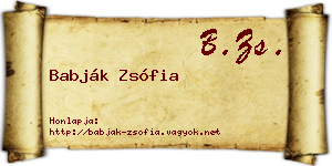 Babják Zsófia névjegykártya